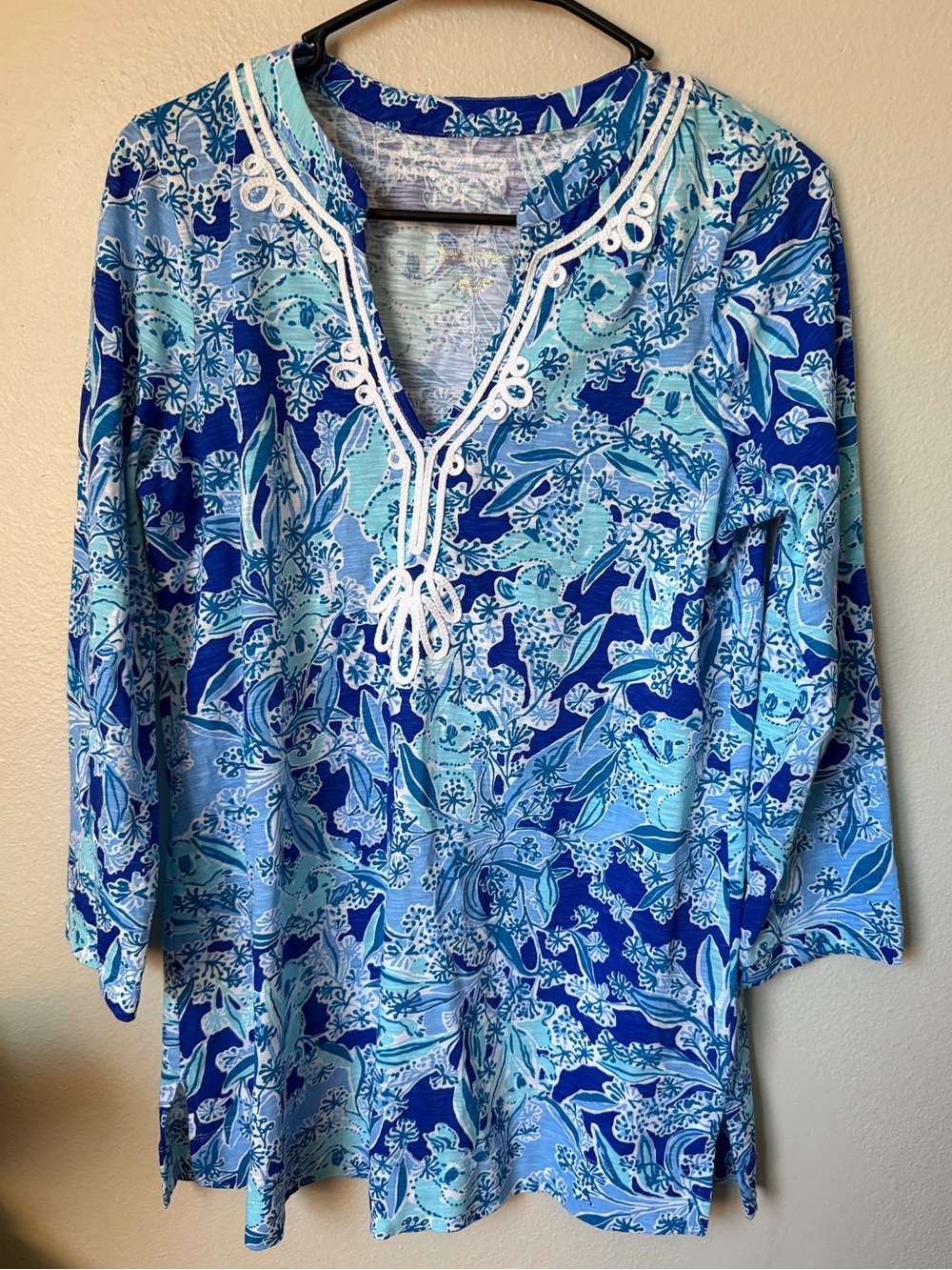 Lilly Pulitzer Kaia Knit Tunic Womens Med Blue Koala Resort Koalafications Top